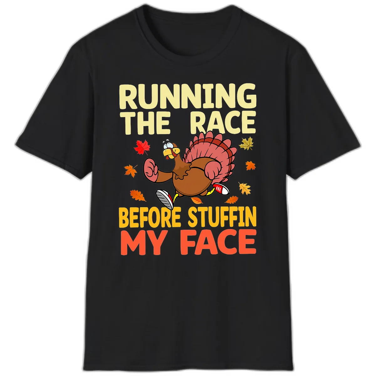 Running The Race Before Stuffin My Face T-Shirt in Black