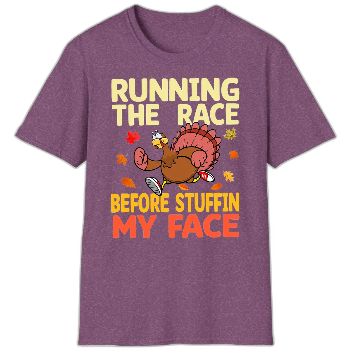 Running The Race Before Stuffin My Face T-Shirt in Heather Maroon