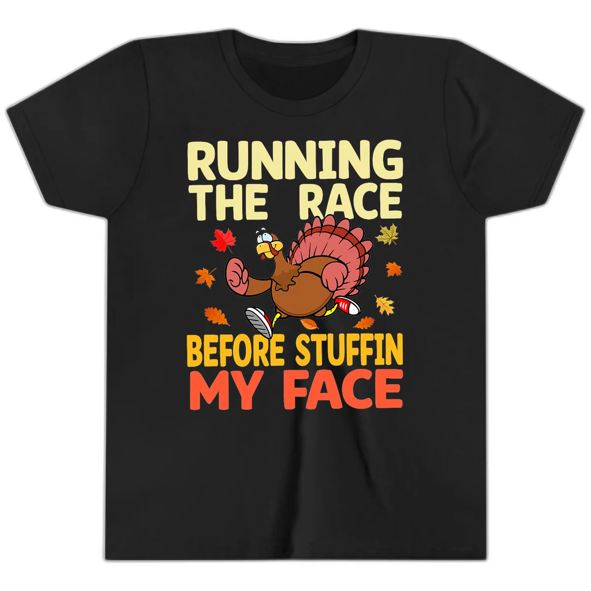 Running The Race Before Stuffin My Face Youth T-Shirt in Black
