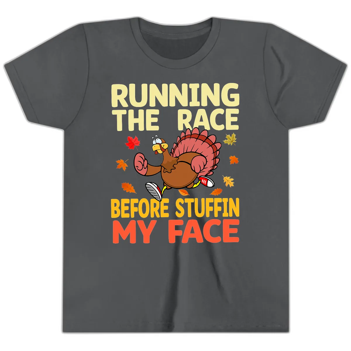Running The Race Before Stuffin My Face Youth T-Shirt in Asphalt