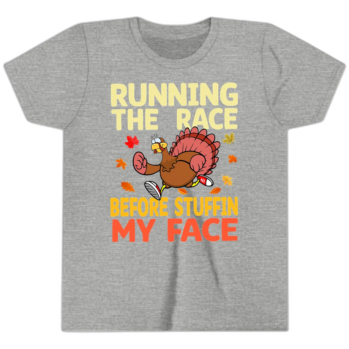Running The Race Before Stuffin My Face Youth T-Shirt in Athletic Heather