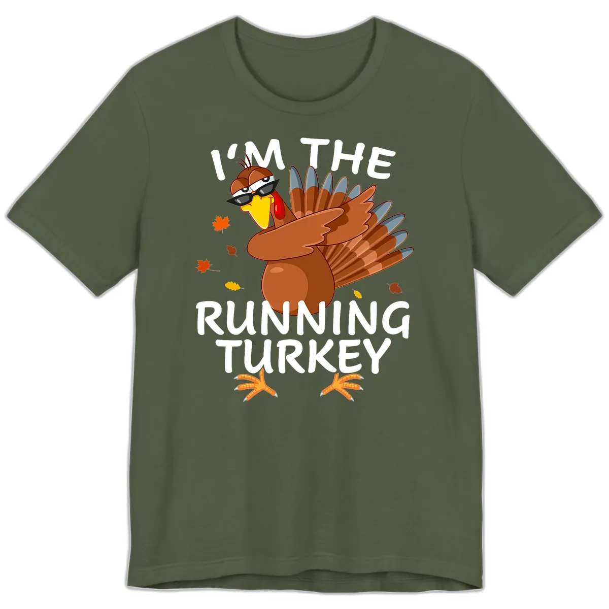I'm The Running Turkey Premium T-Shirt in Military Green