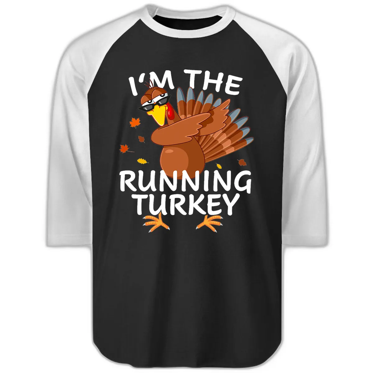 I'm The Running Turkey Raglan 3/4 in Black White