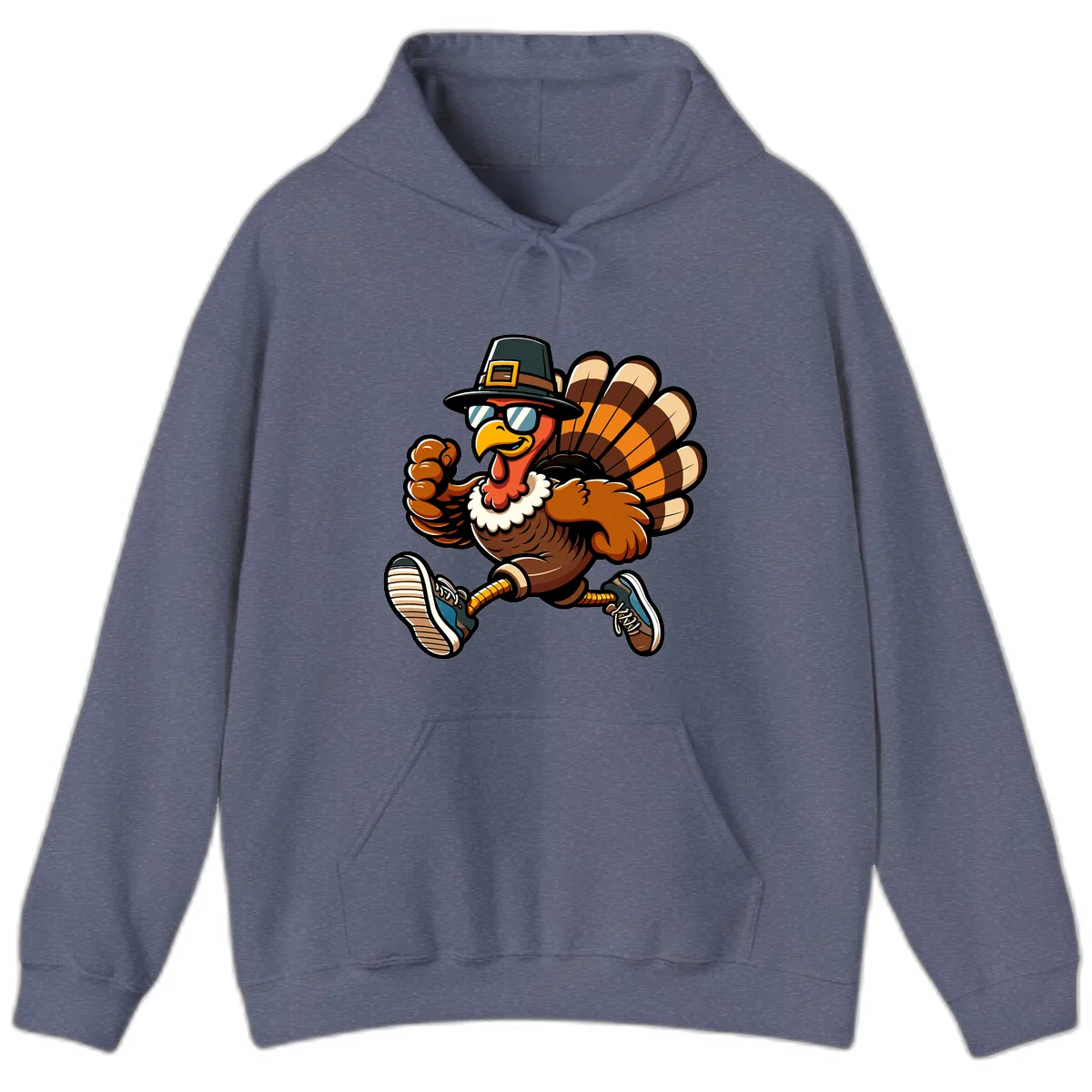 Running Turkey Trot Pilgrim Hoodie in Heather Navy