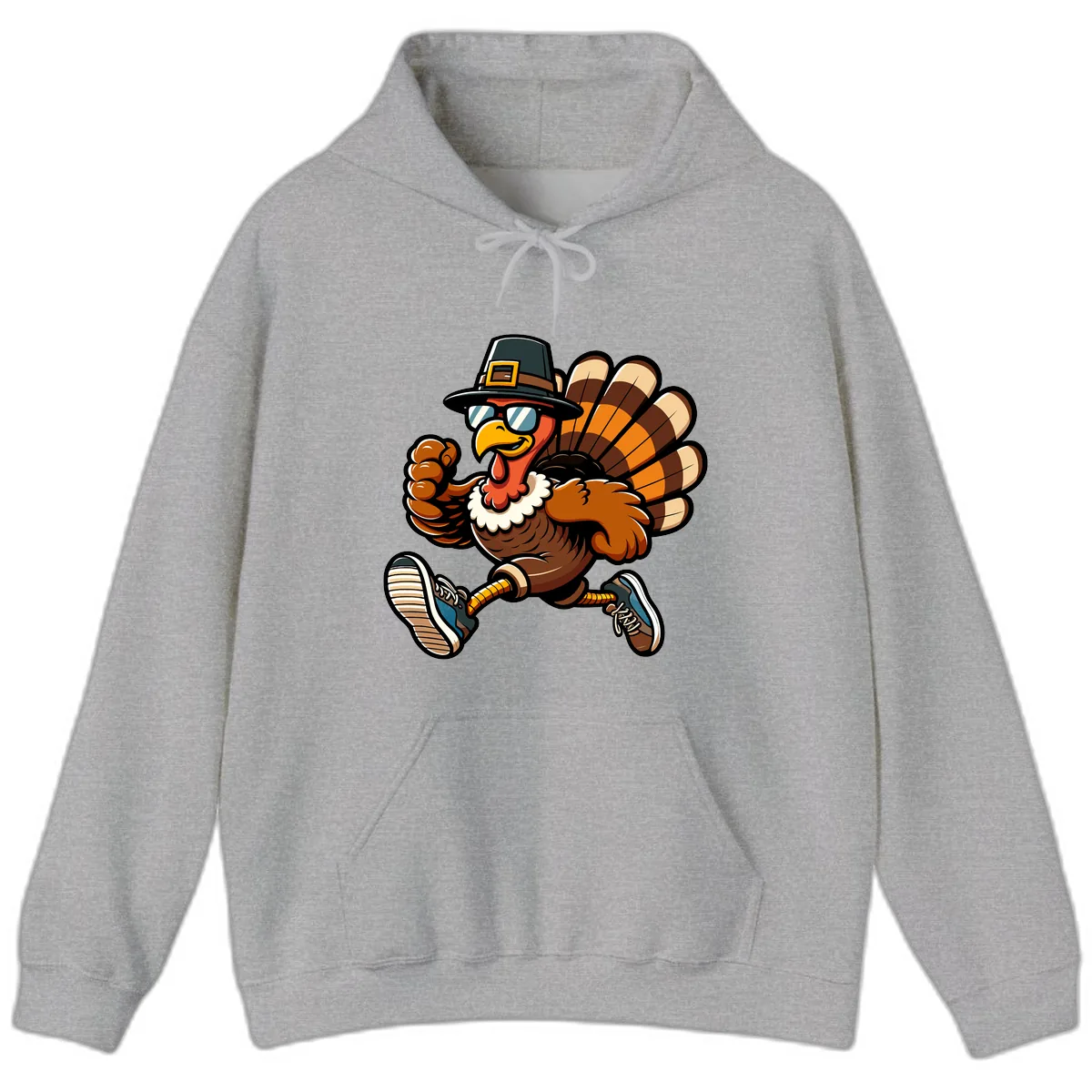 Running Turkey Trot Pilgrim Hoodie in Sport Grey