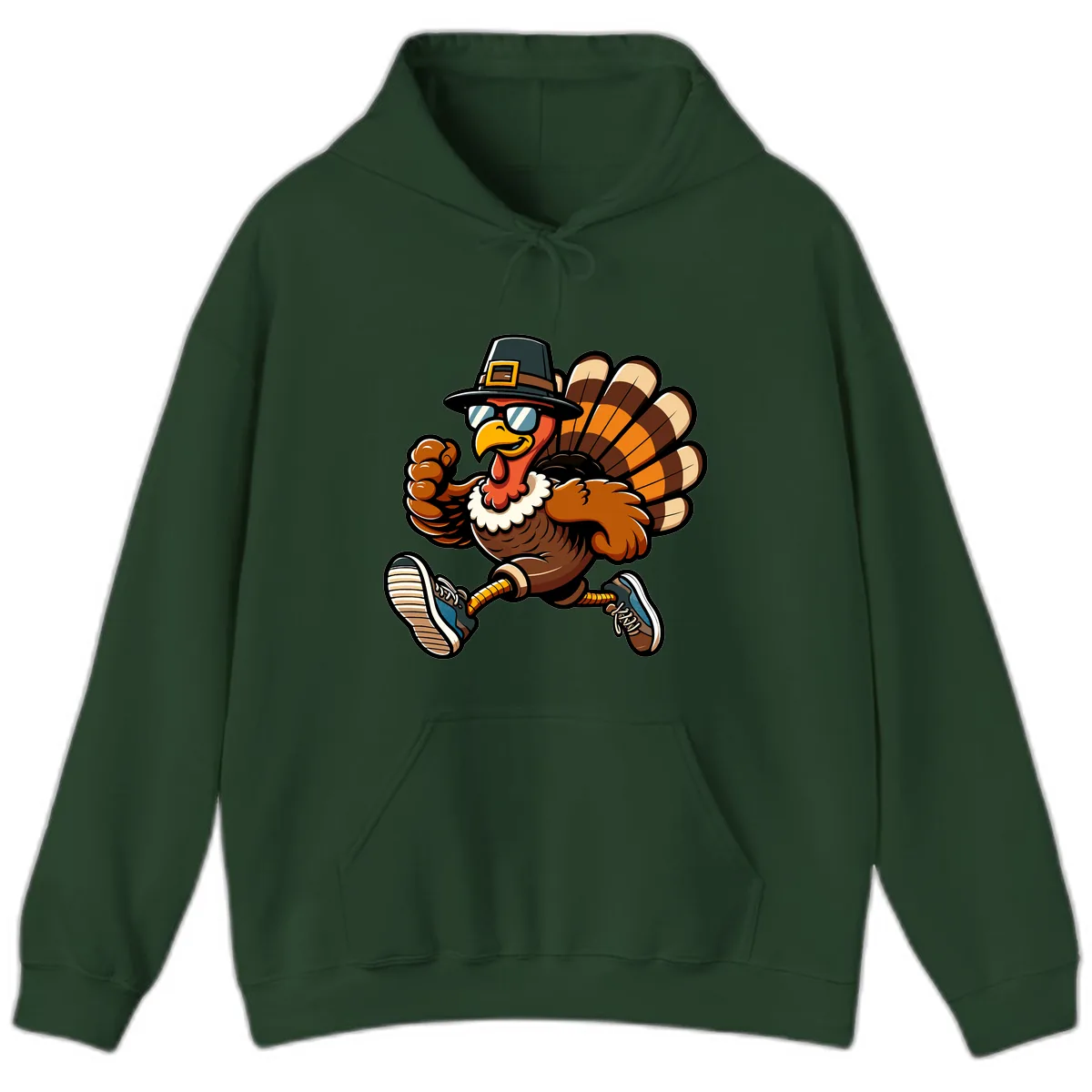 Running Turkey Trot Pilgrim Hoodie in Forest Green