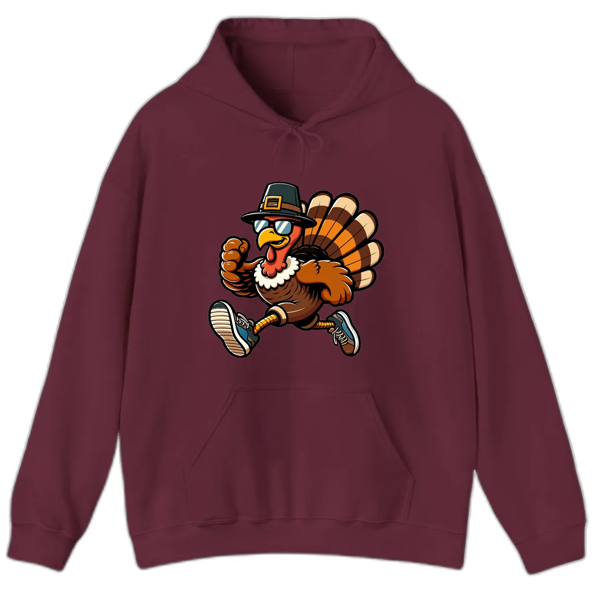 Running Turkey Trot Pilgrim Hoodie in Maroon