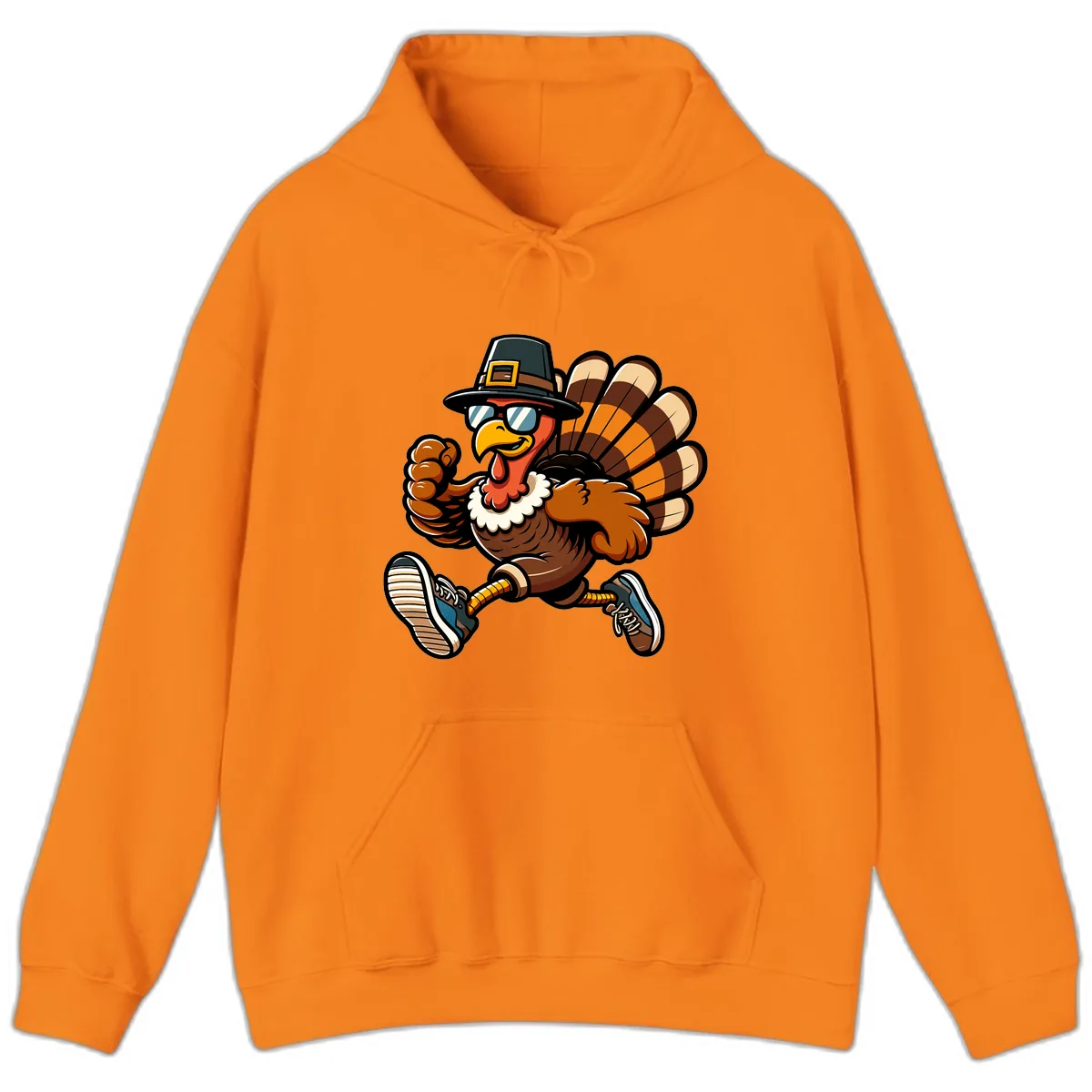 Running Turkey Trot Pilgrim Hoodie in Safety Orange