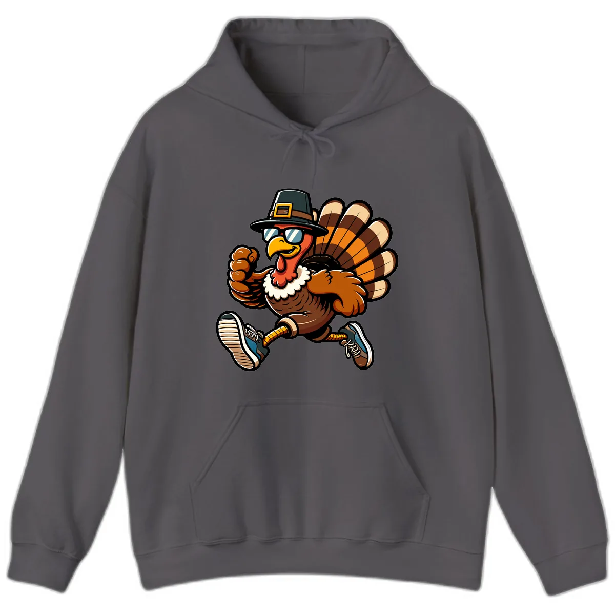 Running Turkey Trot Pilgrim Hoodie in Charcoal