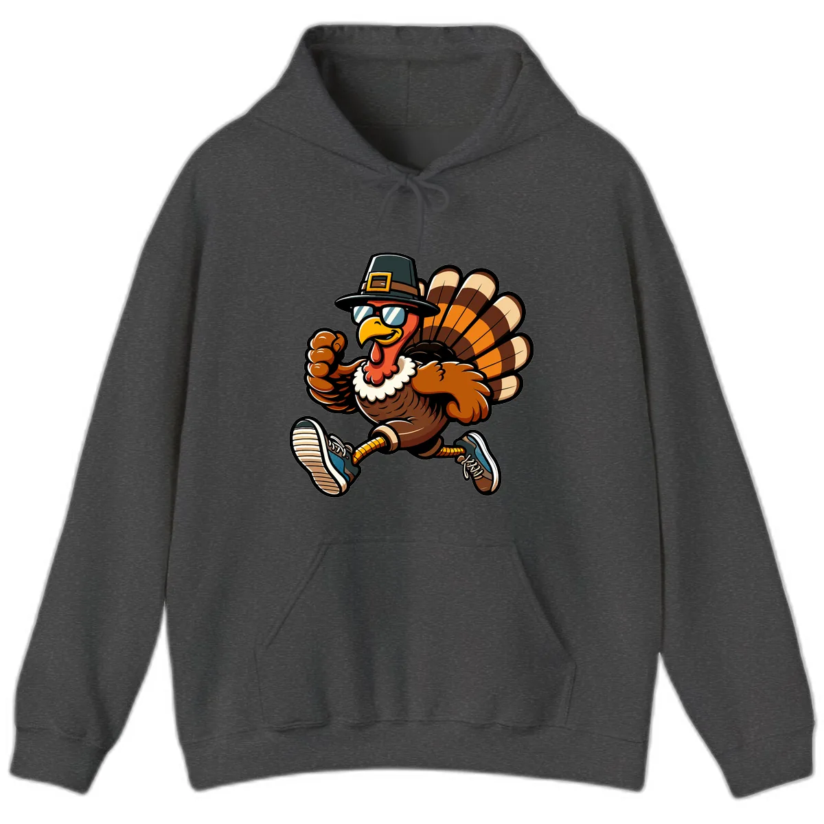 Running Turkey Trot Pilgrim Hoodie in Dark Heather