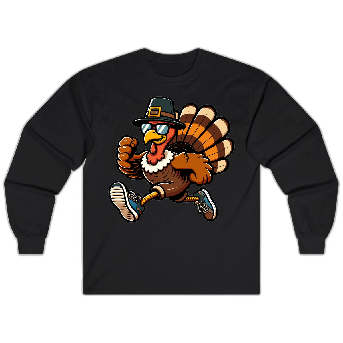 Running Turkey Trot Pilgrim Long Sleeve in Black