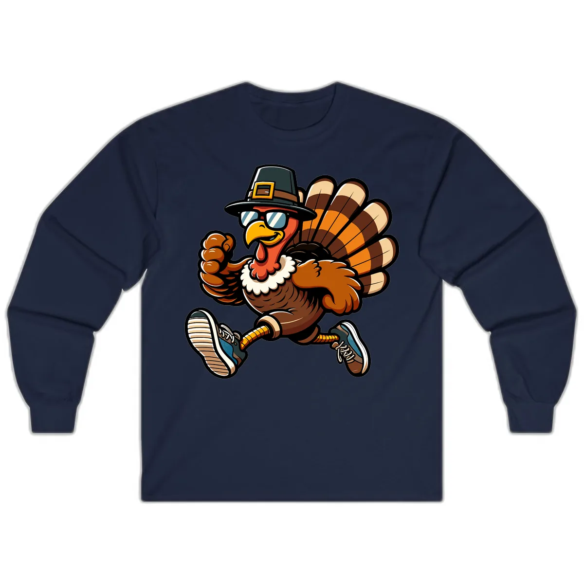 Running Turkey Trot Pilgrim Long Sleeve in Navy
