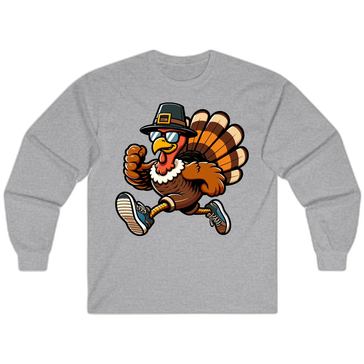 Running Turkey Trot Pilgrim Long Sleeve in Sport Grey