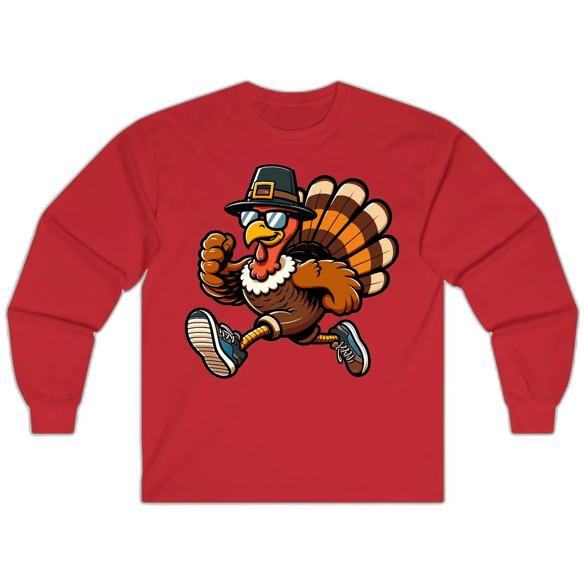 Running Turkey Trot Pilgrim Long Sleeve in Red