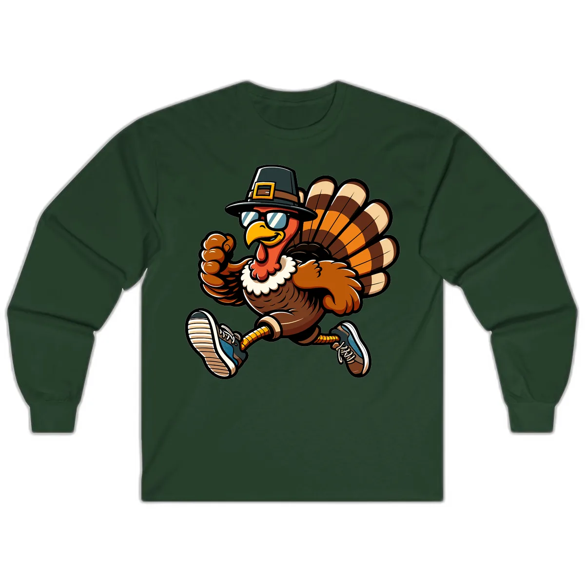 Running Turkey Trot Pilgrim Long Sleeve in Forest Green