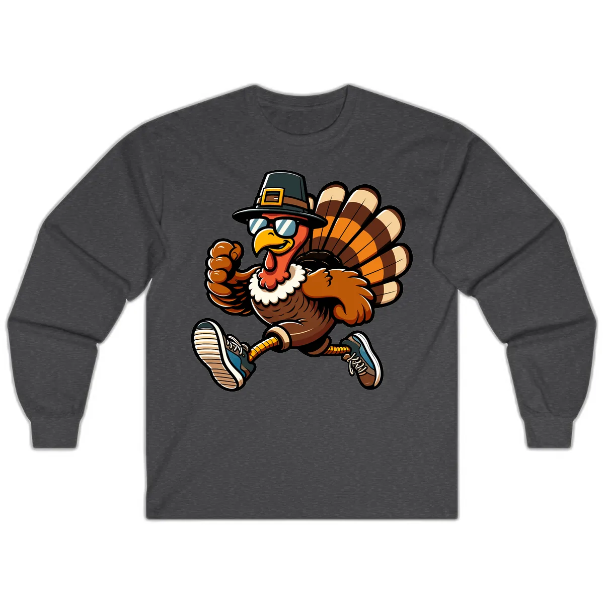 Running Turkey Trot Pilgrim Long Sleeve in Dark Heather