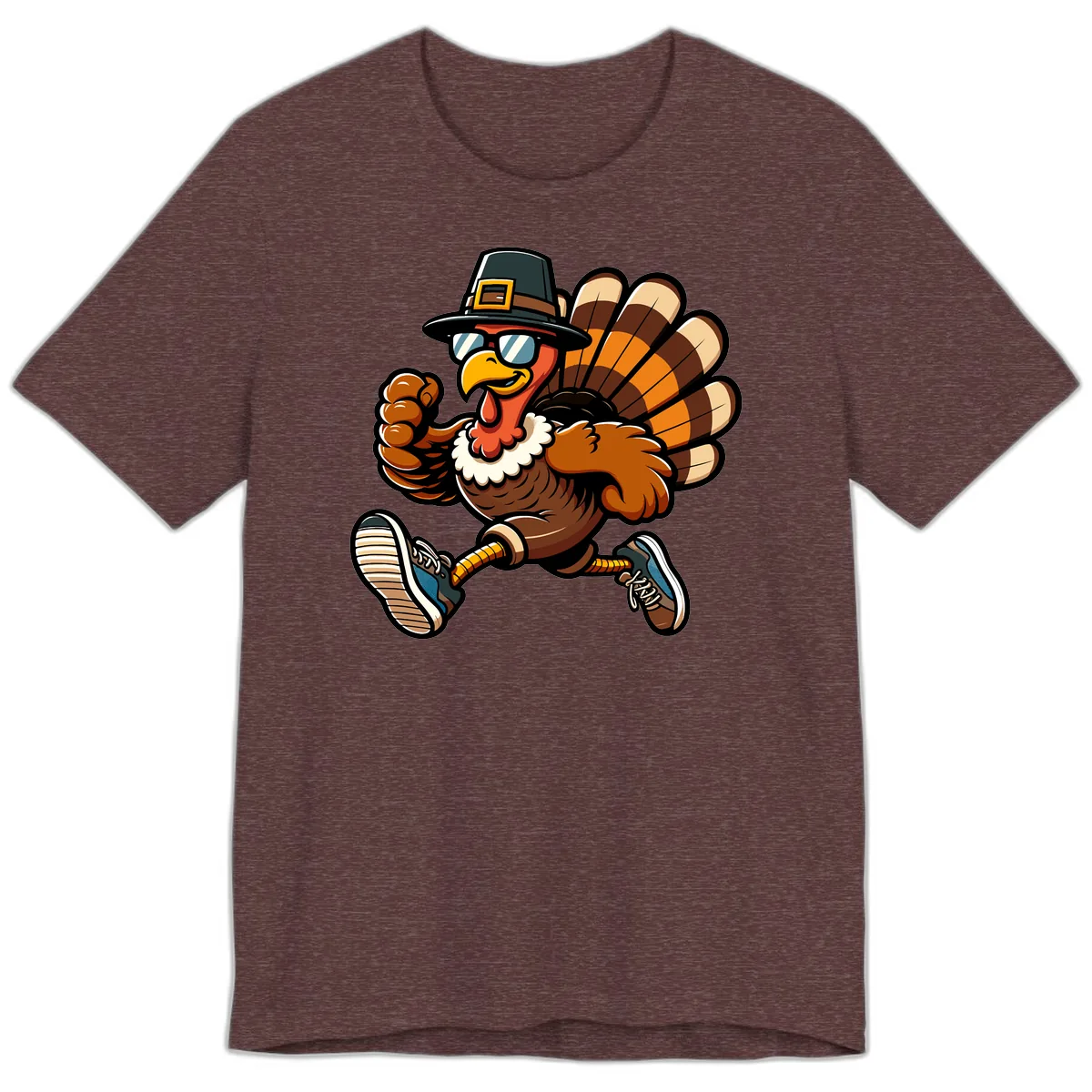 Running Turkey Trot Pilgrim Premium T-Shirt in Heather Maroon
