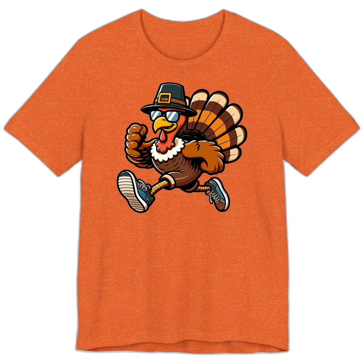 Running Turkey Trot Pilgrim Premium T-Shirt in Heather Orange