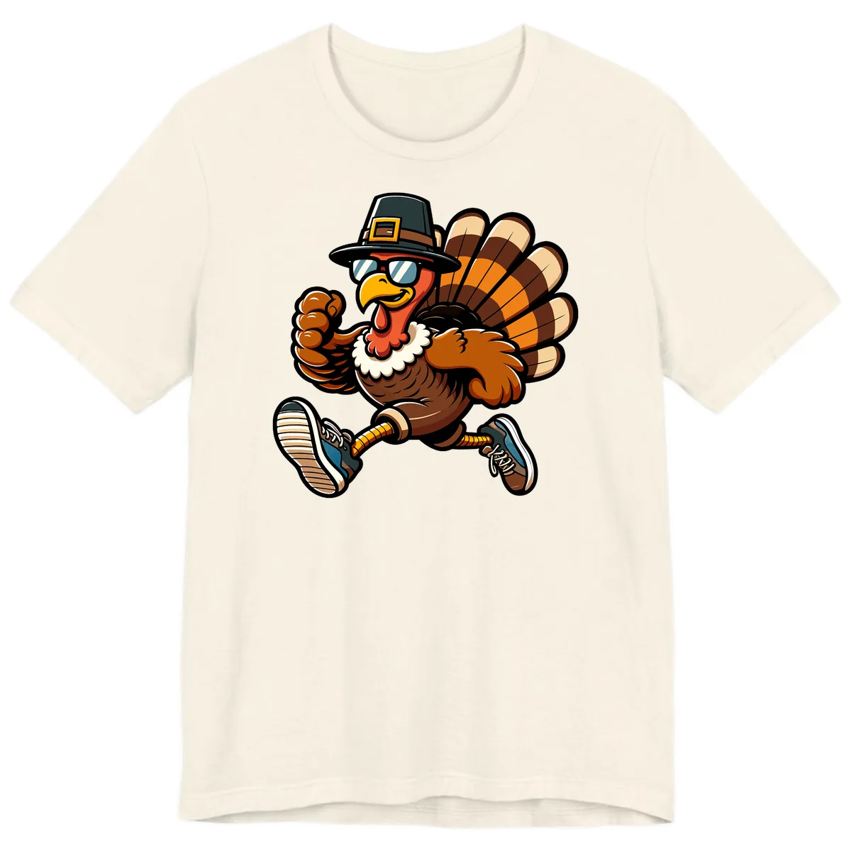 Running Turkey Trot Pilgrim Premium T-Shirt in Natural