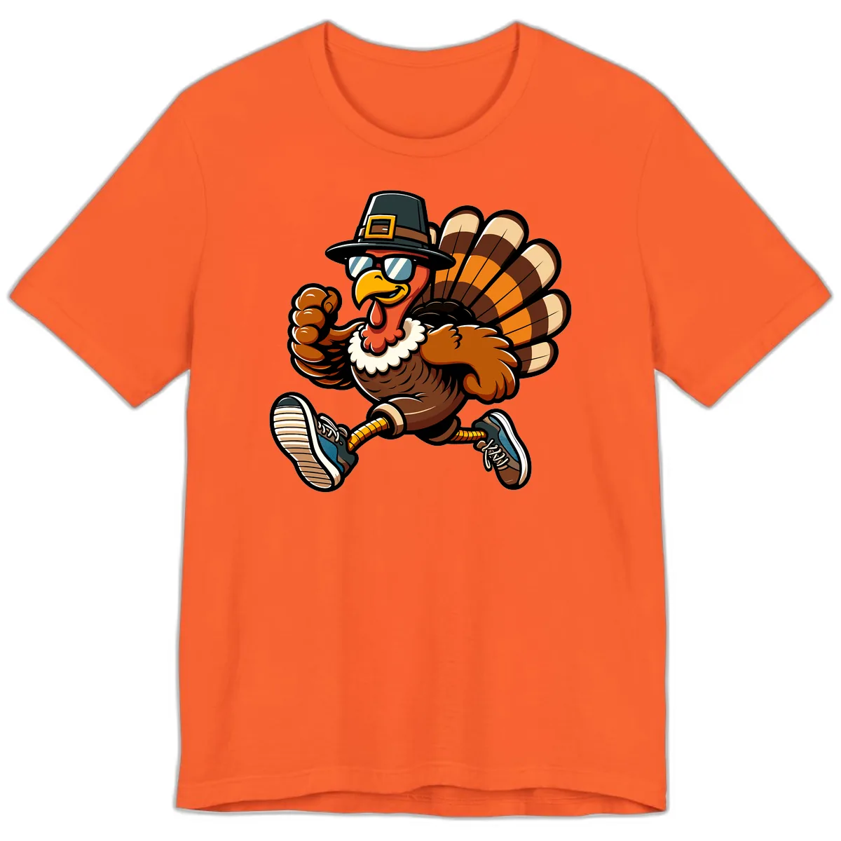 Running Turkey Trot Pilgrim Premium T-Shirt in Orange