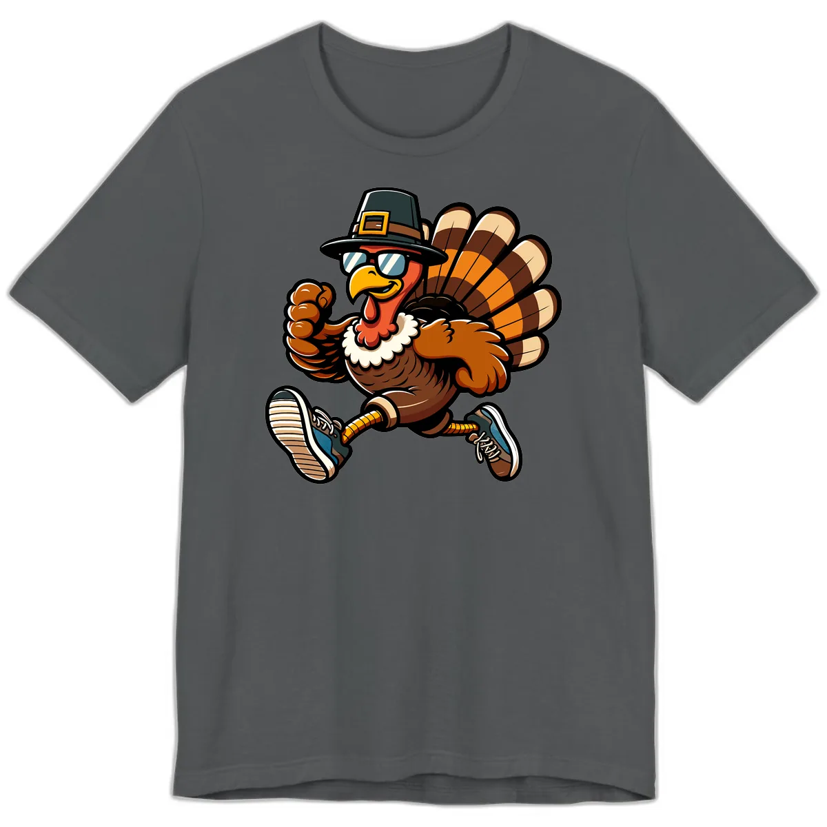 Running Turkey Trot Pilgrim Premium T-Shirt in Asphalt