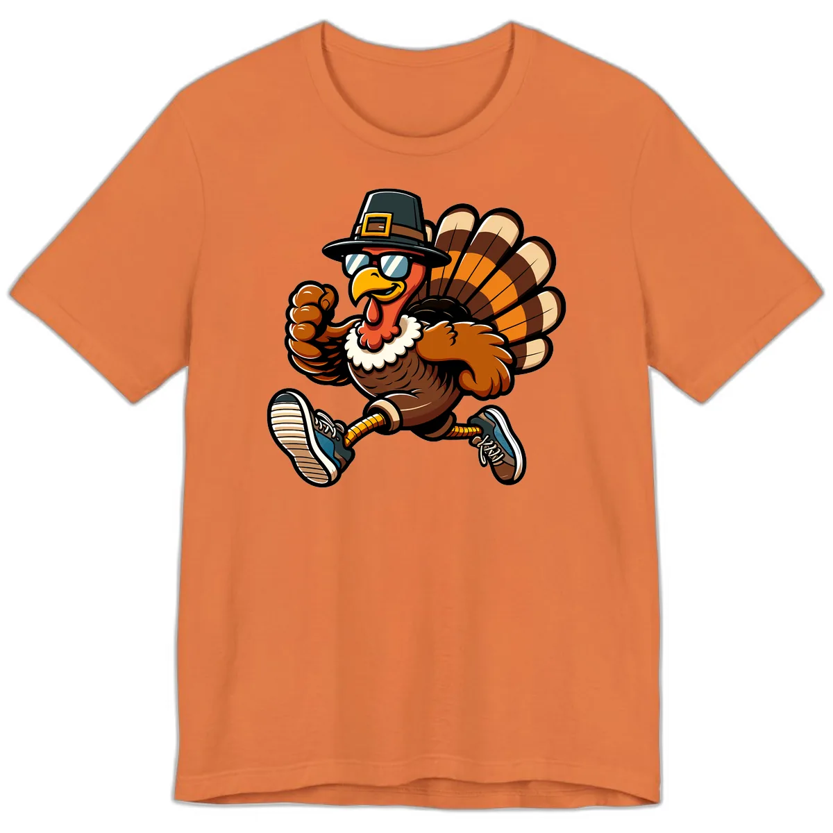 Running Turkey Trot Pilgrim Premium T-Shirt in Burnt Orange
