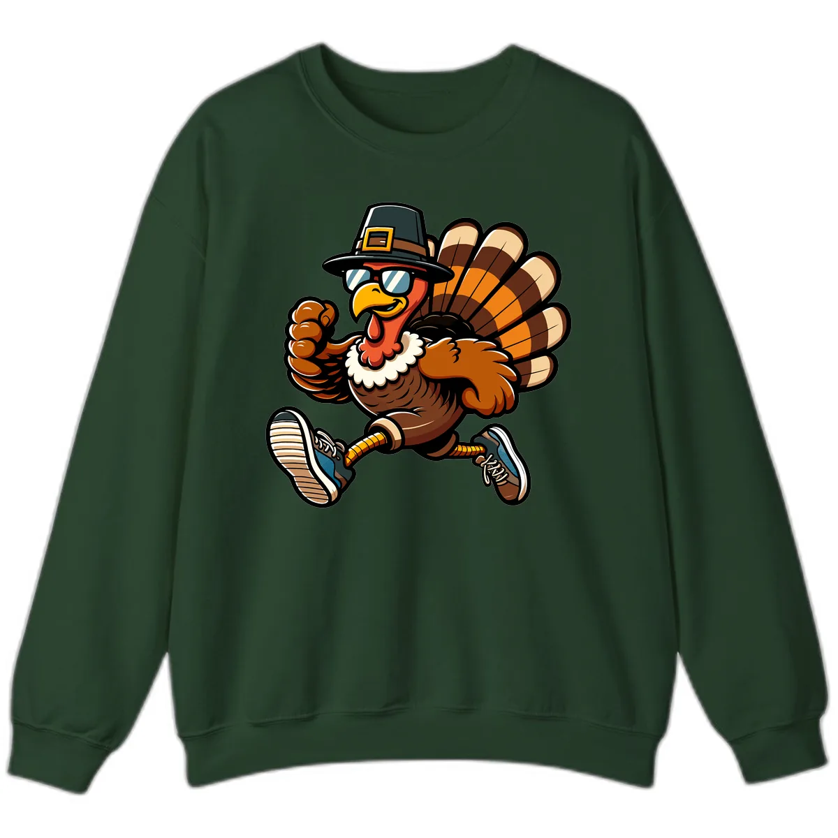 Running Turkey Trot Pilgrim Sweatshirt in Forest Green