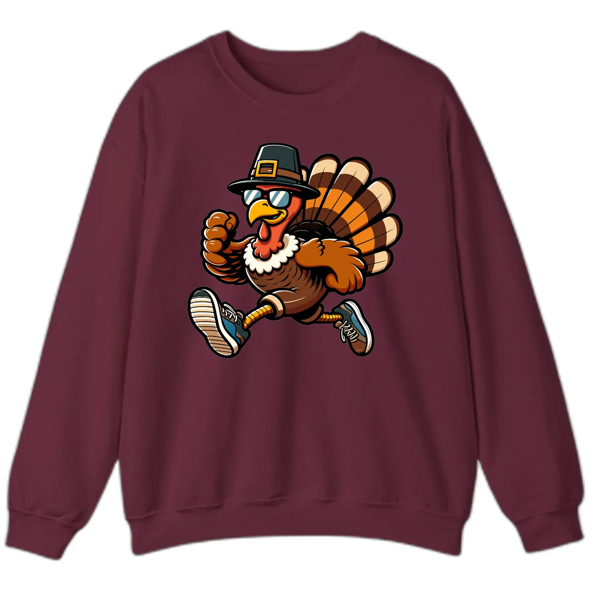 Running Turkey Trot Pilgrim Sweatshirt in Maroon