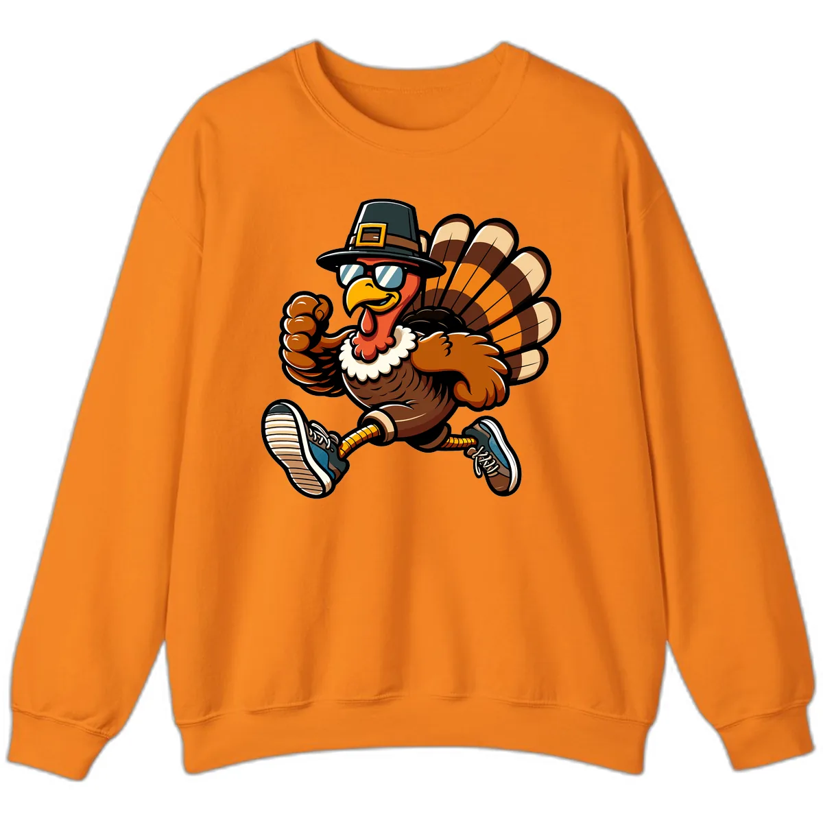 Running Turkey Trot Pilgrim Sweatshirt in Safety Orange