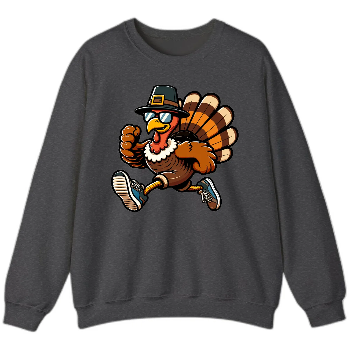Running Turkey Trot Pilgrim Sweatshirt in Dark Heather