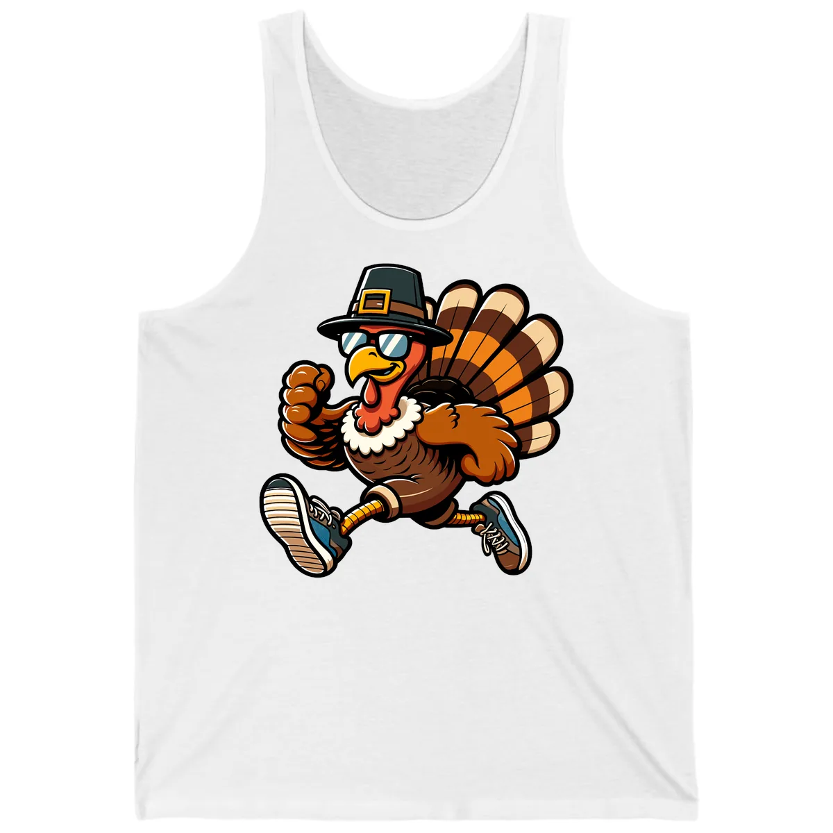 Running Turkey Trot Pilgrim Tank in White