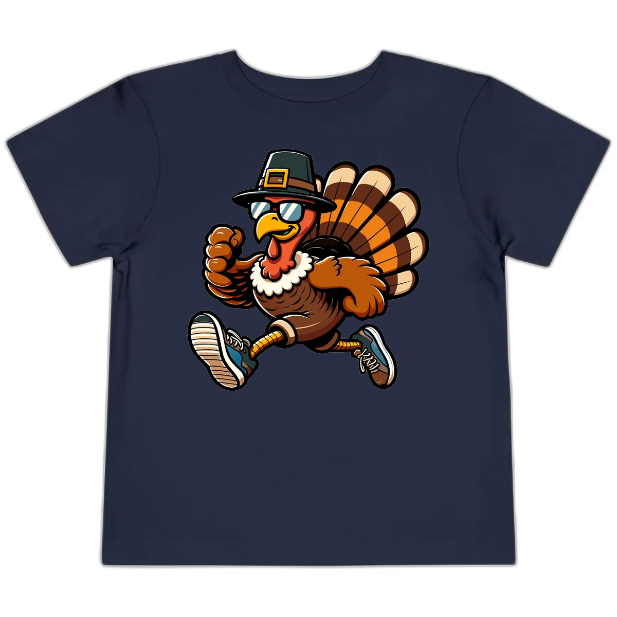 Running Turkey Trot Pilgrim Toddler T-Shirt in Navy
