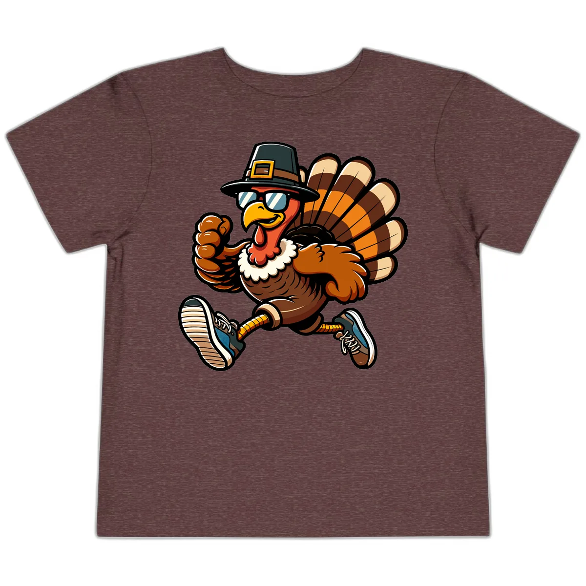 Running Turkey Trot Pilgrim Toddler T-Shirt in Heather Maroon