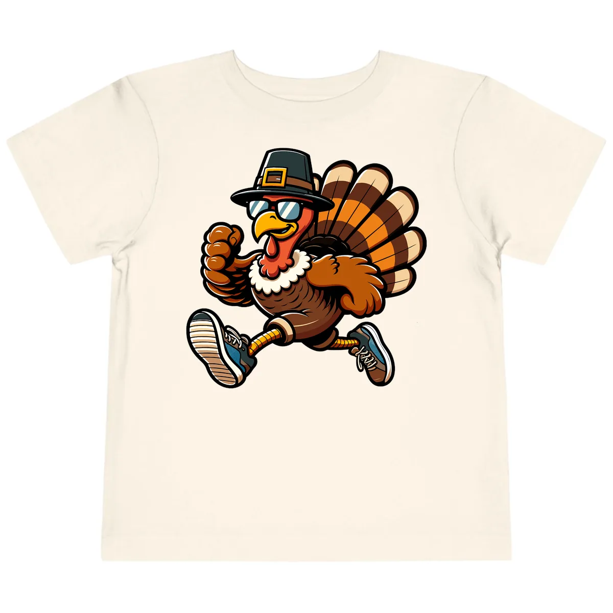 Running Turkey Trot Pilgrim Toddler T-Shirt in Natural