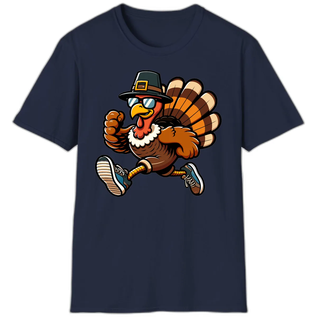 Running Turkey Trot Pilgrim T-Shirt in Navy