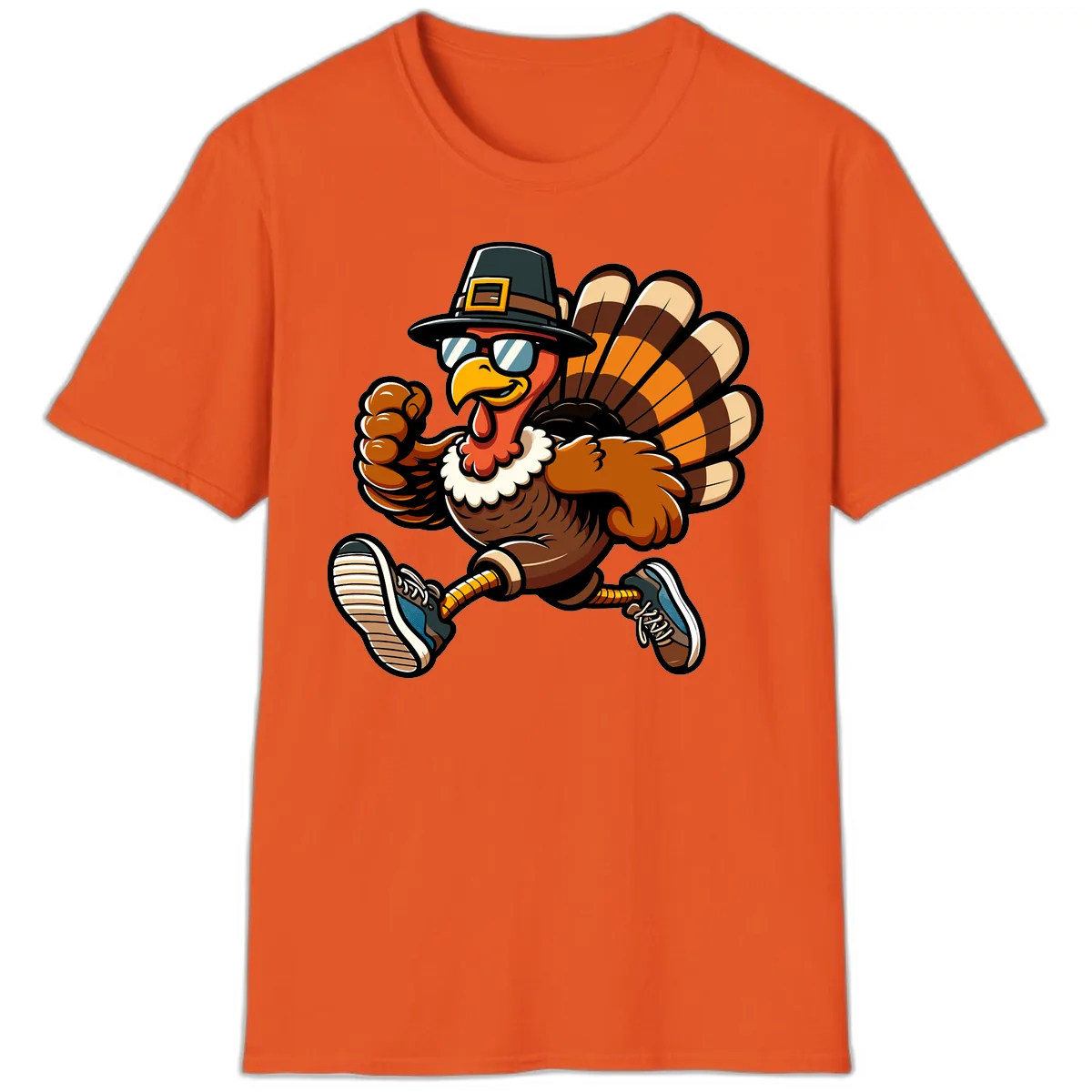 Running Turkey Trot Pilgrim T-Shirt in Orange