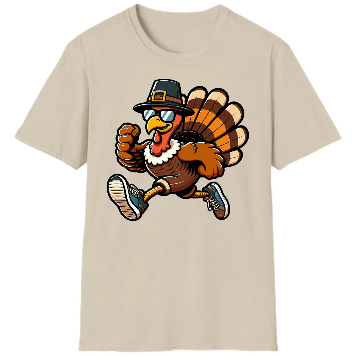 Running Turkey Trot Pilgrim T-Shirt in Sand