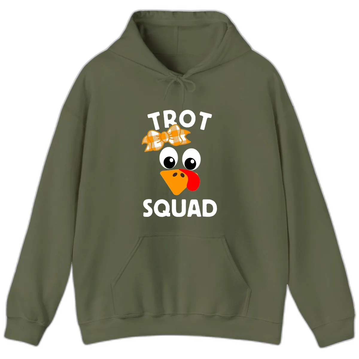 Turkey Trot Squad Design Hoodie in Military Green