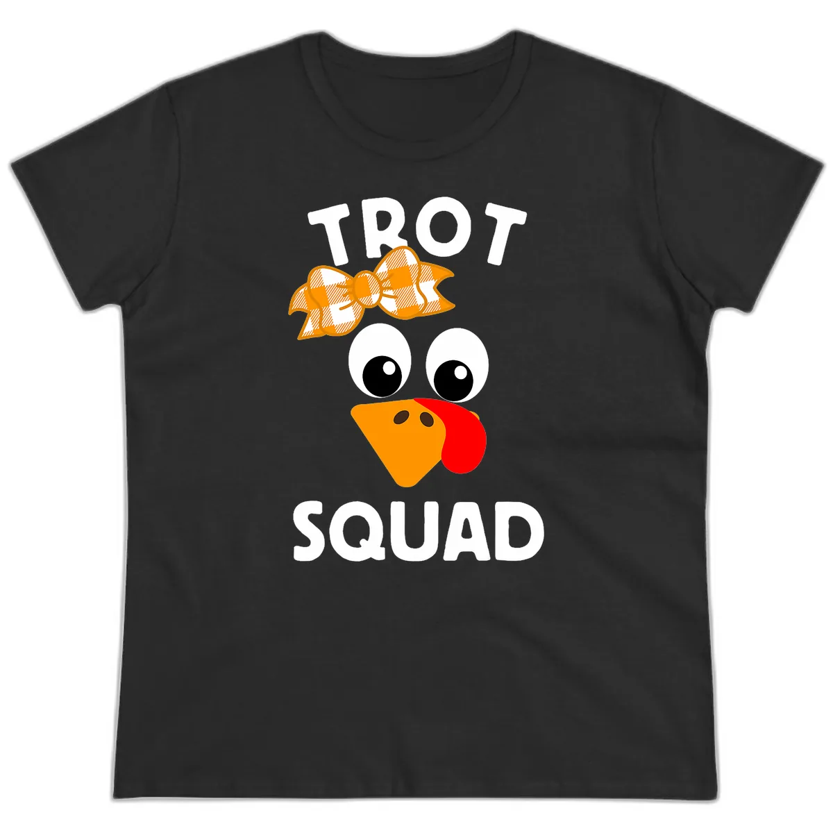 Turkey Trot Squad Design Ladies Tee in Black