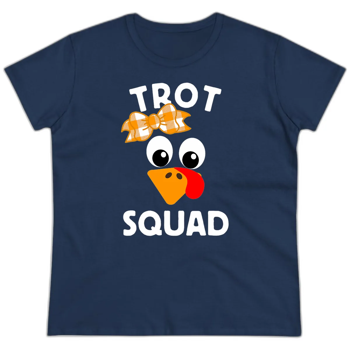 Turkey Trot Squad Design Ladies Tee in Navy