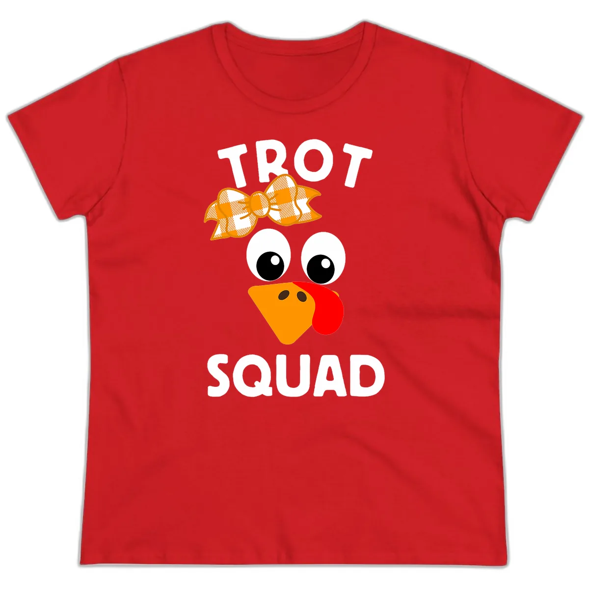 Turkey Trot Squad Design Ladies Tee in Red