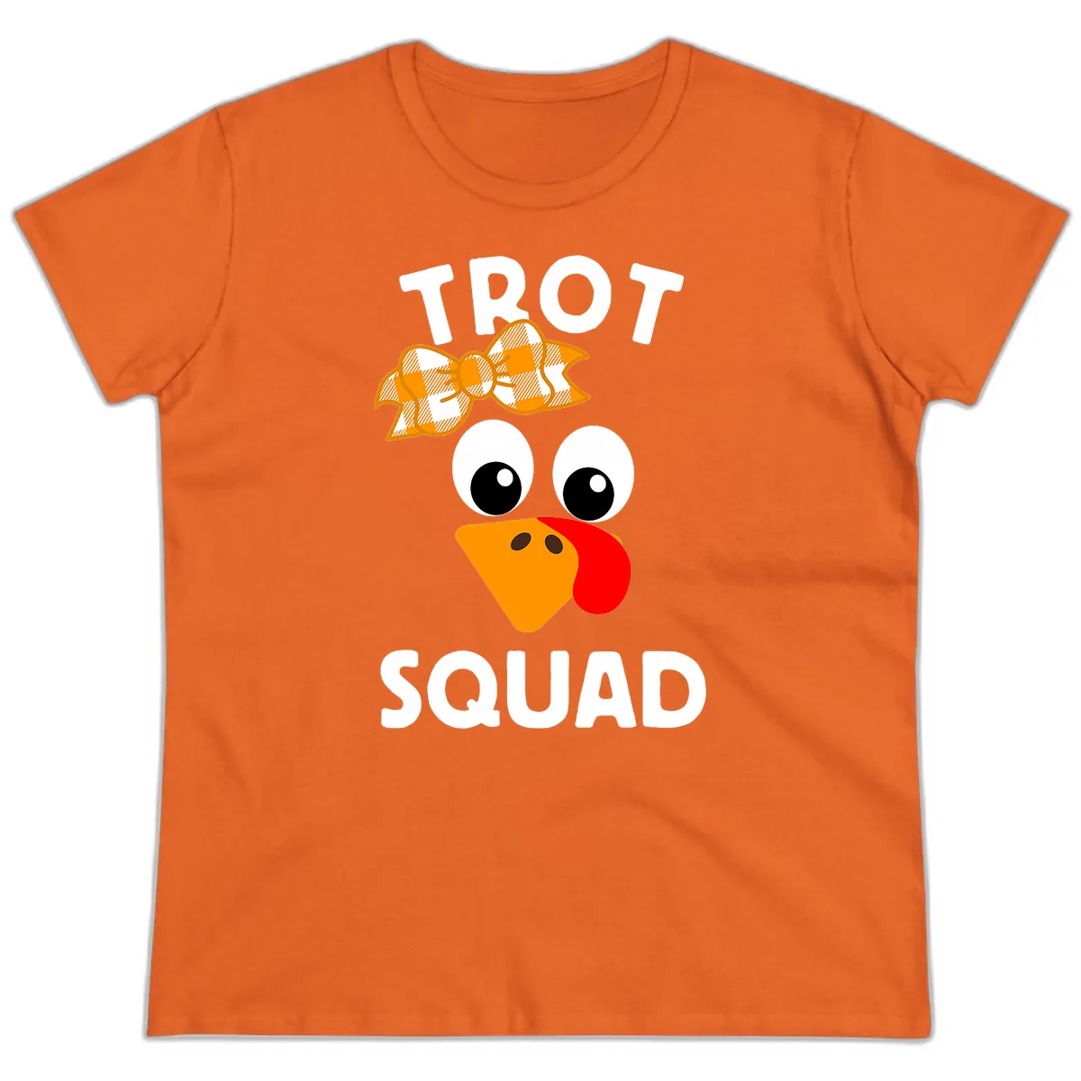 Turkey Trot Squad Design Ladies Tee in Orange