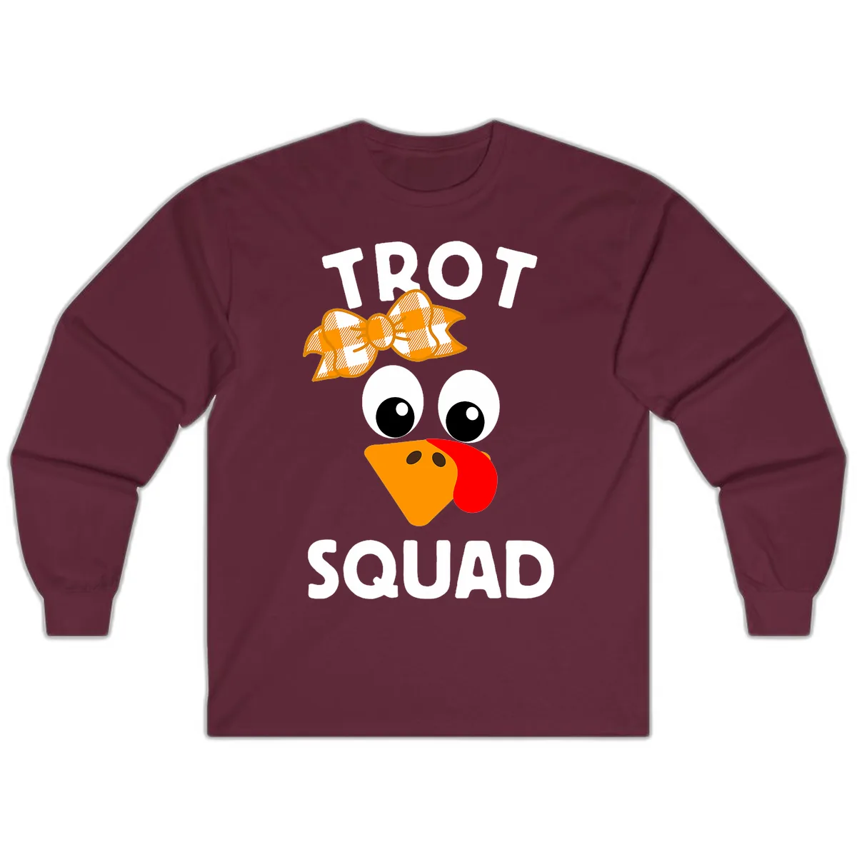 Turkey Trot Squad Design Long Sleeve in Maroon