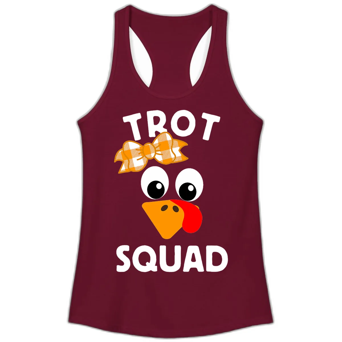 Turkey Trot Squad Design Ladies Tank in Solid Cardinal Red