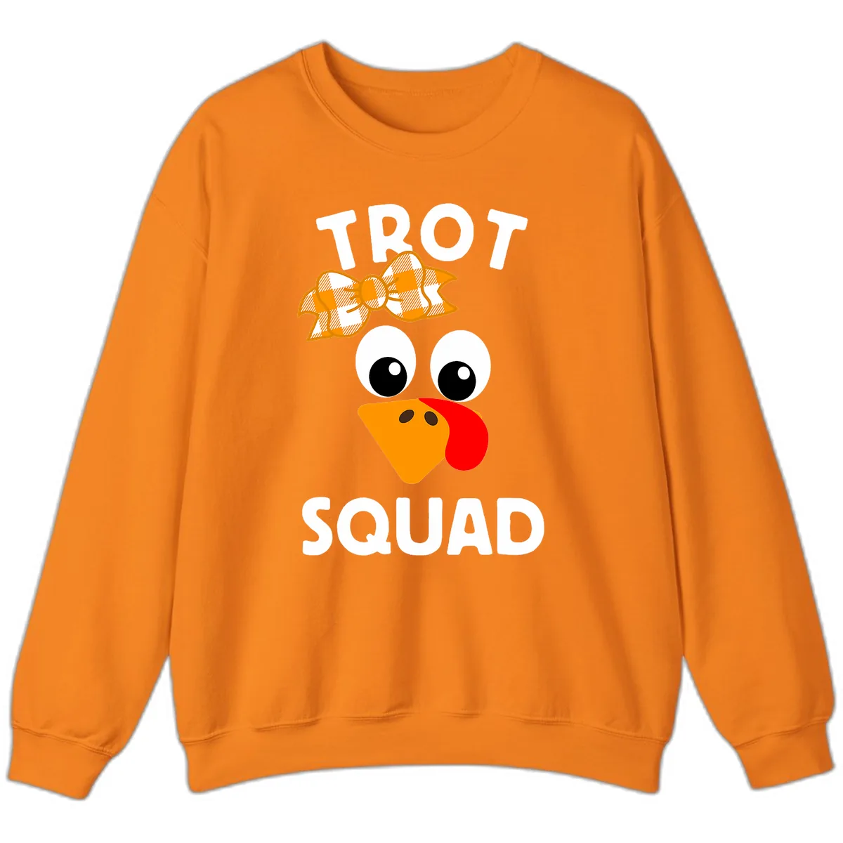 Turkey Trot Squad Design Sweatshirt in Safety Orange
