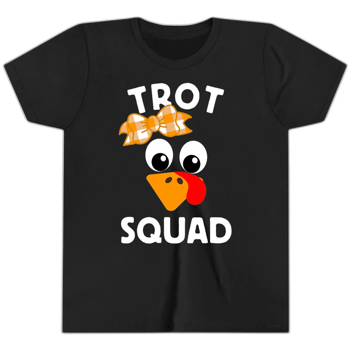 Turkey Trot Squad Design Youth T-Shirt in Black