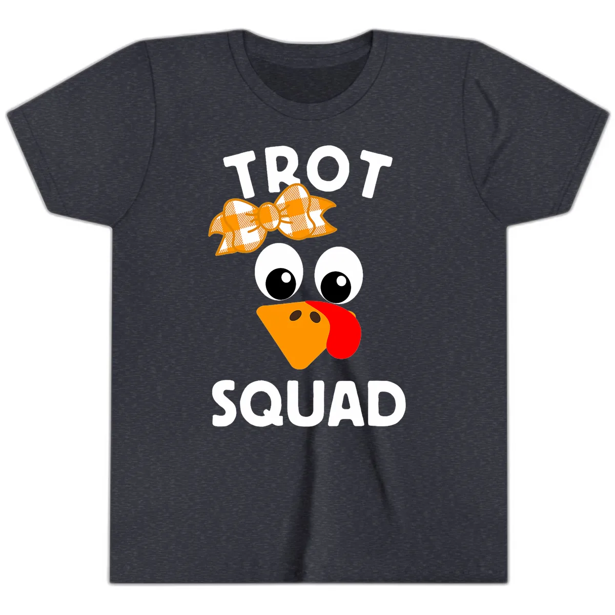 Turkey Trot Squad Design Youth T-Shirt in Heather Navy
