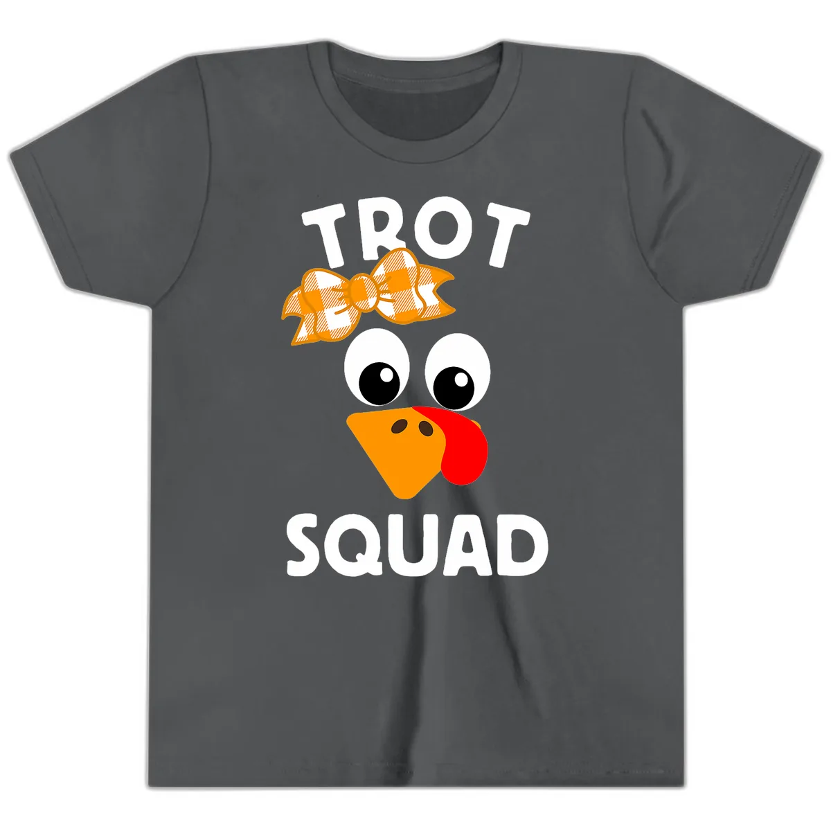 Turkey Trot Squad Design Youth T-Shirt in Asphalt