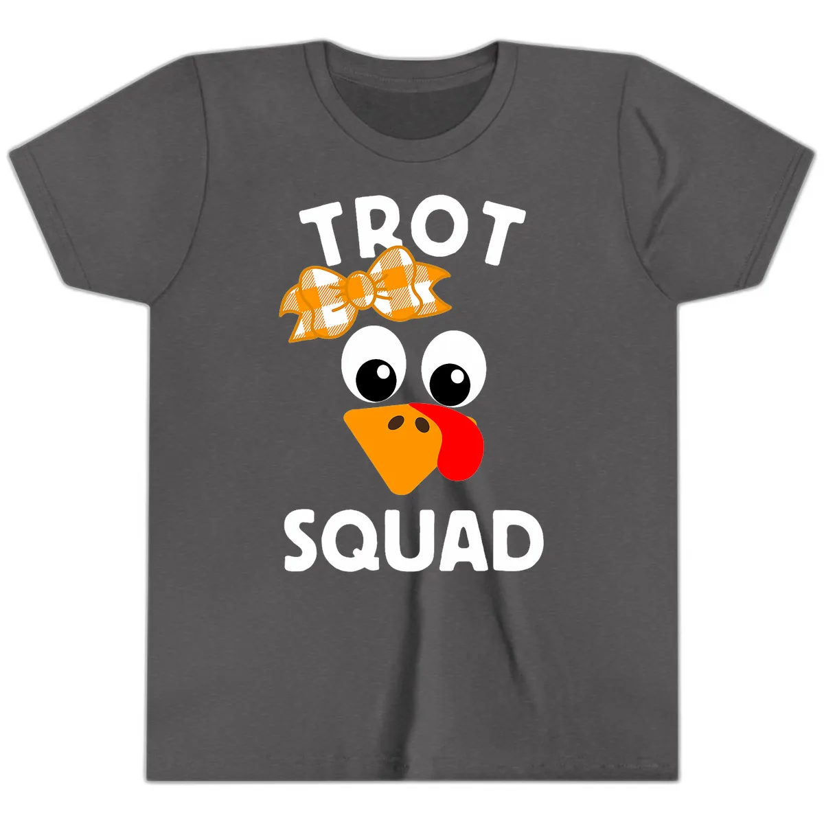 Turkey Trot Squad Design Youth T-Shirt in Dark Heather Grey
