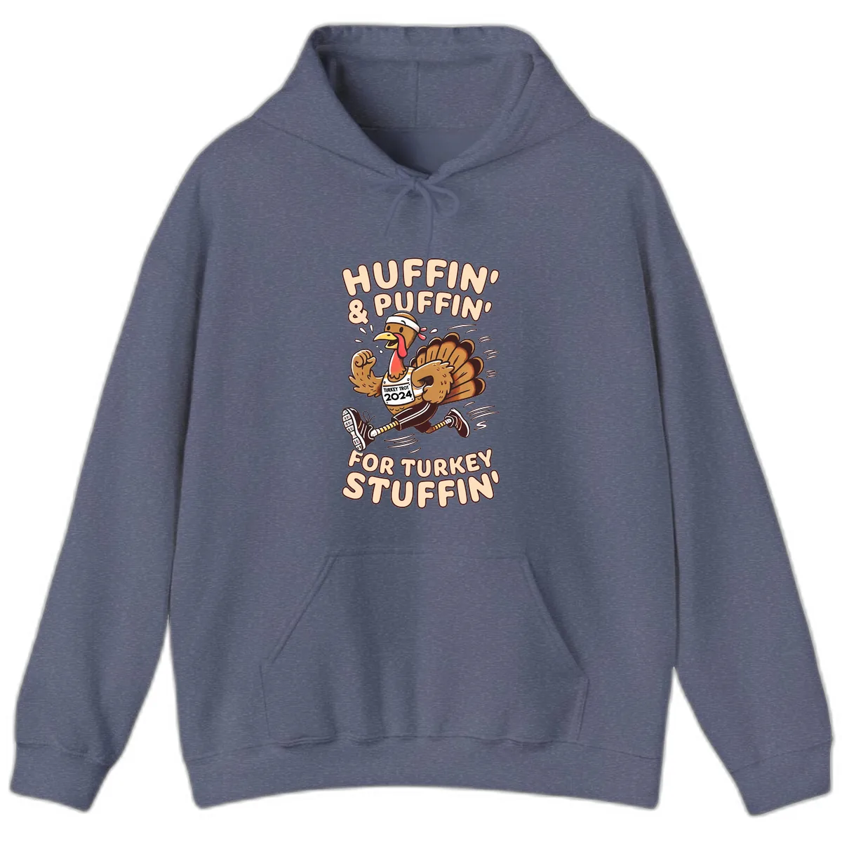 Huffin & Puffin For Turkey Stuffin Hoodie in Heather Navy